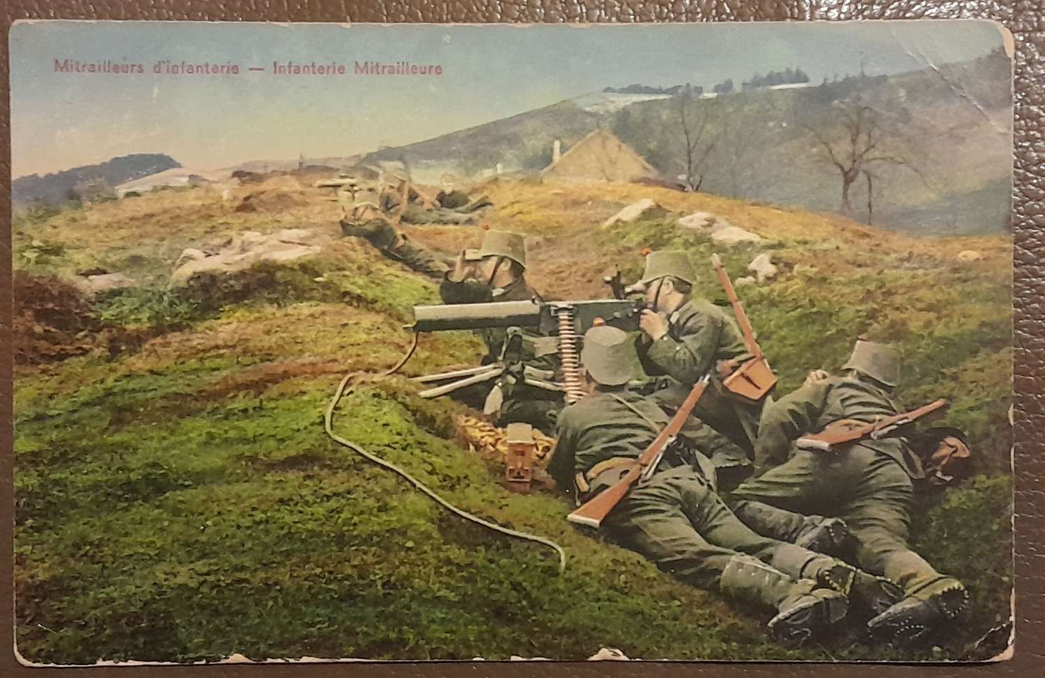 WWI Austrian Postcard of Troops in a Trench