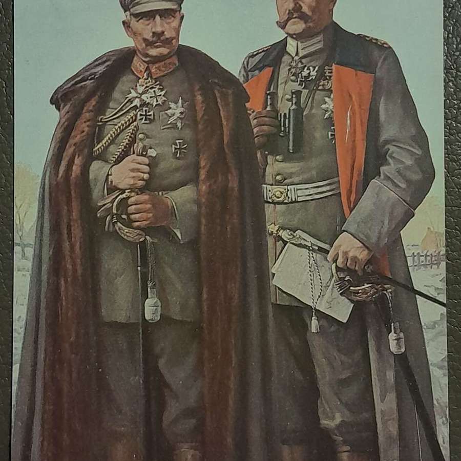 WWI German Postcard of Kaiser Wilhelm and Fieldmarshal Hindenburg