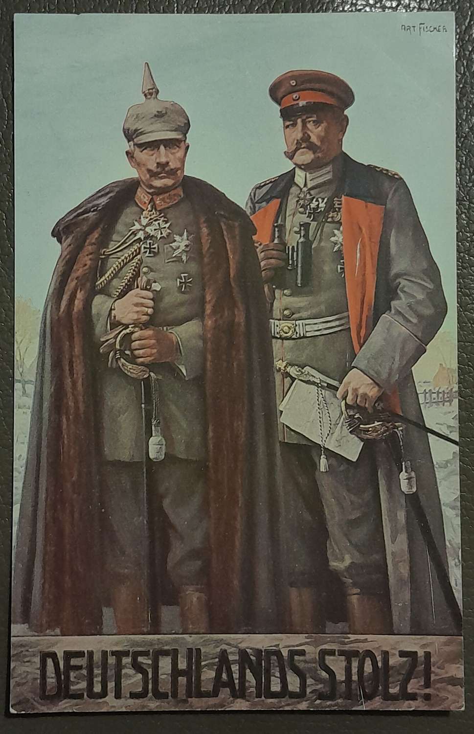 WWI German Postcard of Kaiser Wilhelm and Fieldmarshal Hindenburg