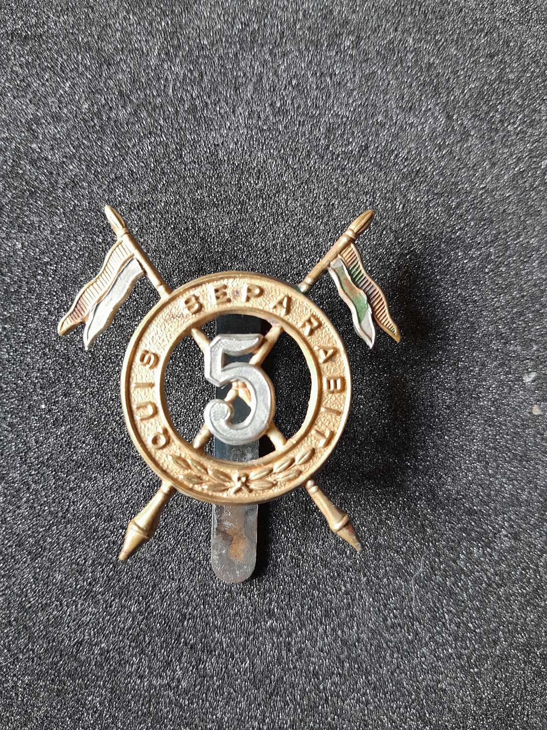 Original WWI 5th Royal Irish Lancers Cap Badge