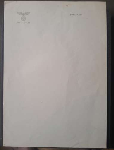 Adolf Hitlers Personal Berlin Stationary.
