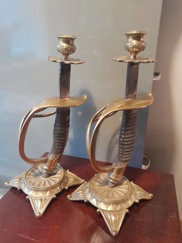 Prussian Imperial Period Heavy Cavalry Sword Candel Sticks