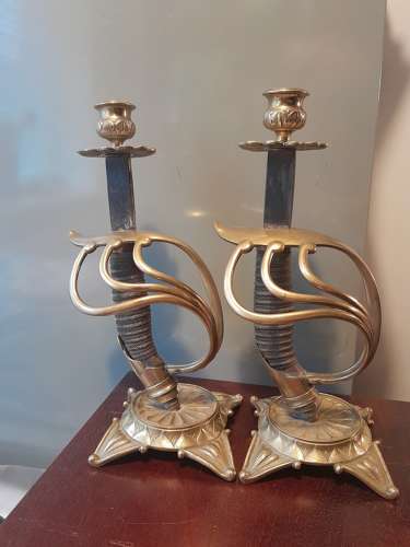 Prussian Imperial Period Heavy Cavalry Sword Candel Sticks