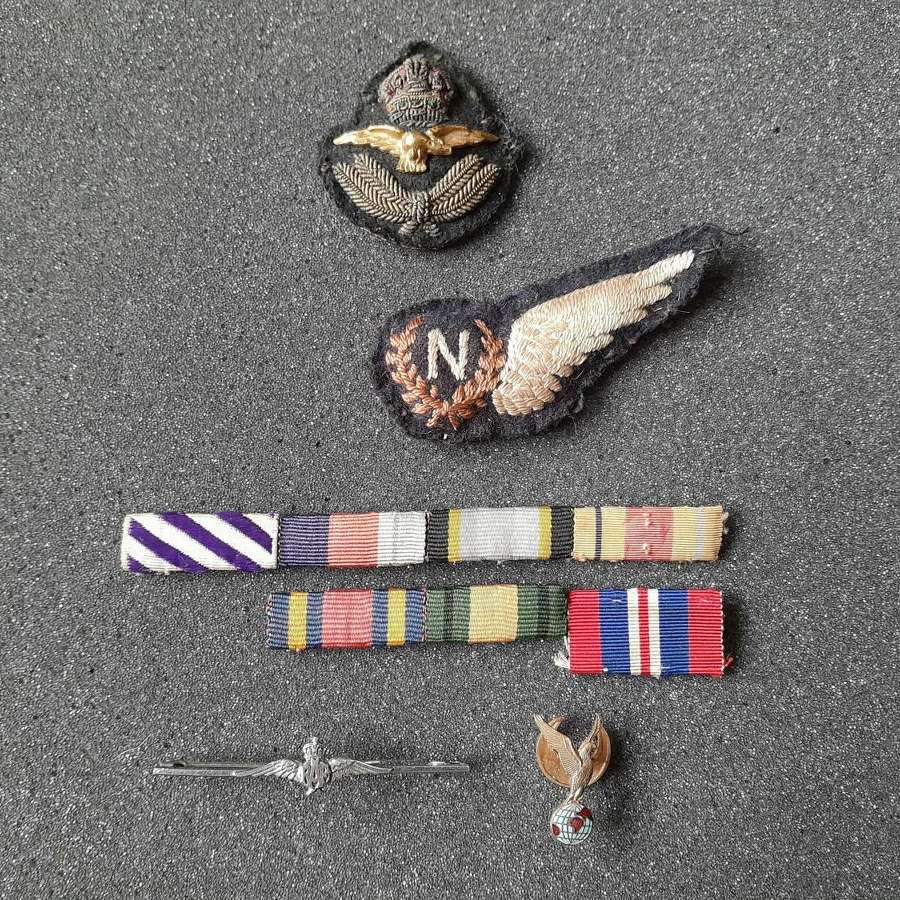 RAF Bullion Cap Badge, Navigator , and DFC and campaign Ribbons