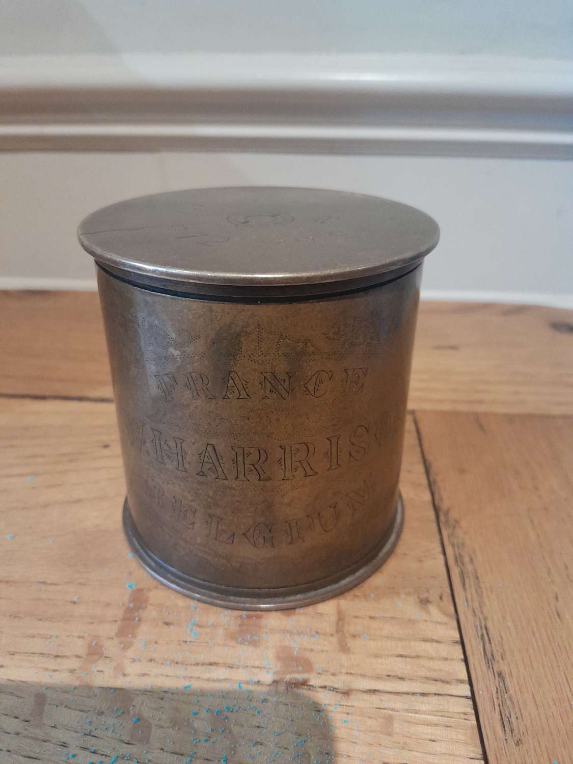 Beautifully Engraved World War One Trench Art Tobacco Jar