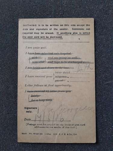1916 Field Service Postcard