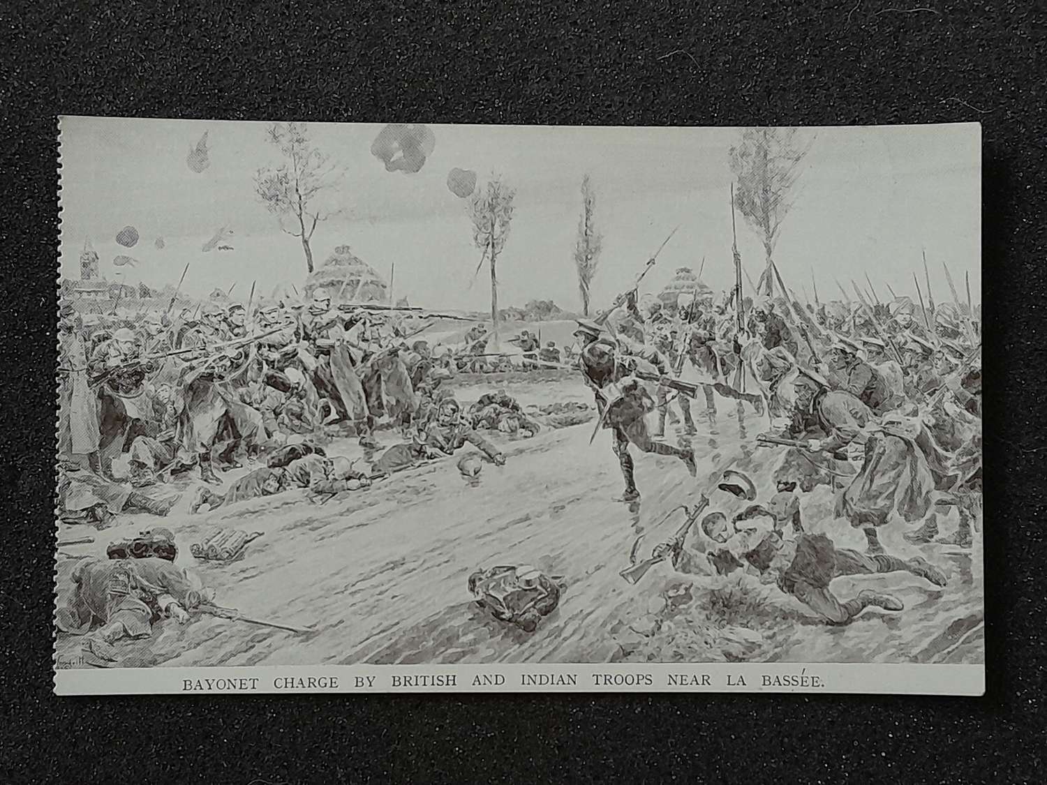 WWI Postcard Bayonet Charge By British And Indian Troops Near la Basse