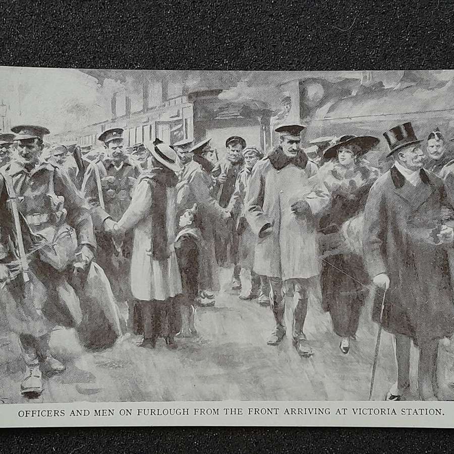 WWI Postcard Officers and Men on Furlough from the front
