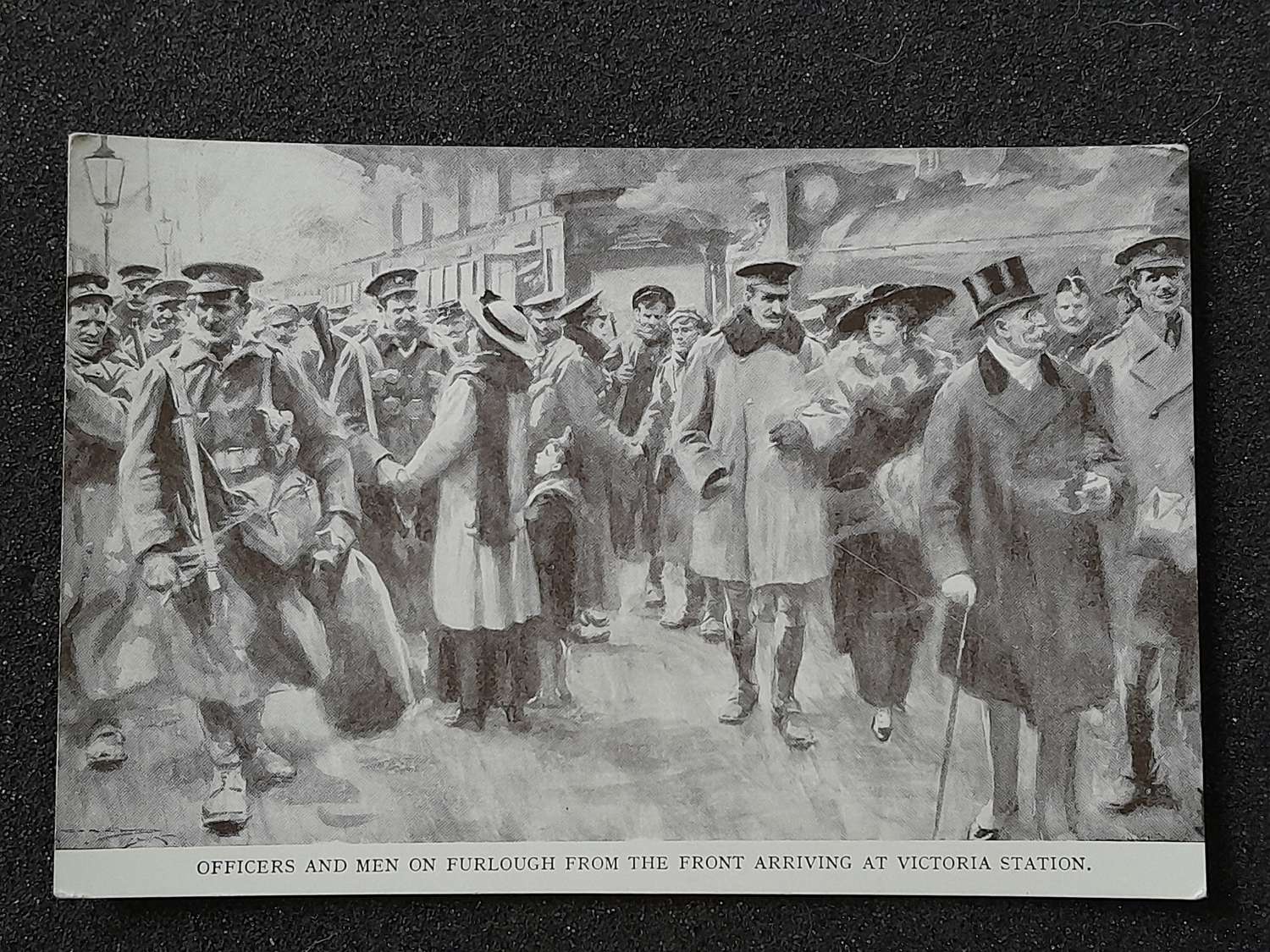WWI Postcard Officers and Men on Furlough from the front