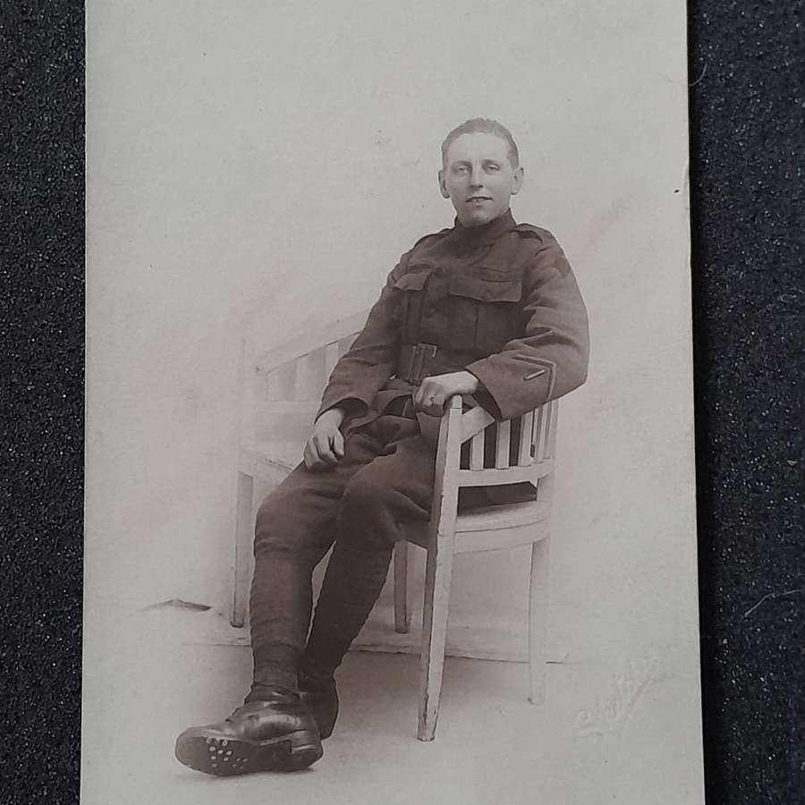 Photo Postcard of Soldier  with wound stripe