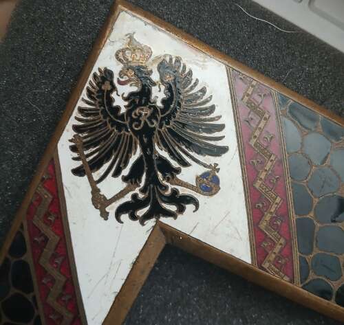 Prussian 1888 To 1918 Period Enamel And Brass Picture Frame