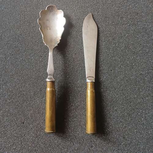 Trench Art spoon and Fish knife